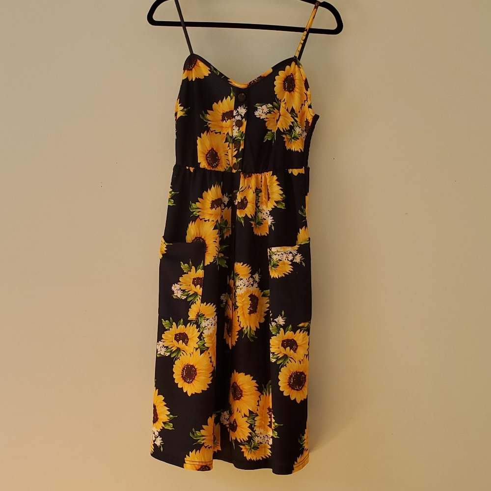 Navy Sunflower Sun Dress